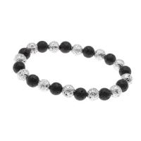 Lava Bead Bracelet, Round, silver color plated, fashion jewelry & Unisex, 10mm Approx 7.5 Inch 