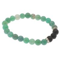 Gemstone Bracelets, with rhinestone brass spacer, Round, platinum color plated & Unisex, 10mm,8mm,7.5*3mm Approx 7.5 Inch 
