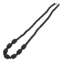 Lava Beads Necklace, with Brass, platinum color plated, fashion jewelry & Unisex, black, 14*12mm,6mm Approx 16.1 Inch 