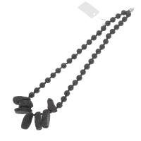 Lava Beads Necklace, with Brass, platinum color plated, fashion jewelry & Unisex, black, 8mm,22*15*7mm-27*17*8mm Approx 20.4 Inch 