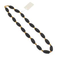 Lava Beads Necklace, with Brass, gold color plated, fashion jewelry & Unisex, black, 18*10mm,5mm Approx 19.3 Inch 