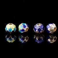 Perlas de esmalte latón, metal, Flor, más colores para la opción, 9x9mm, agujero:aproximado 2mm, 2PCs/Grupo, Vendido por Grupo