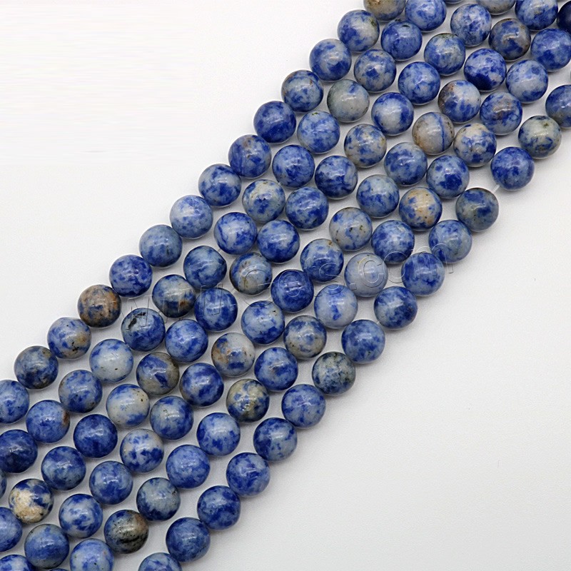 Blue Speckle Stone Abalorio, Esférico, pulido, diverso tamaño para la opción, agujero:aproximado 1mm, Vendido por Sarta