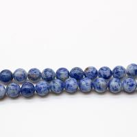 Blue Speckle Stone Abalorio, Esférico, pulido, diverso tamaño para la opción, agujero:aproximado 1mm, Vendido por Sarta