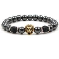 Black Stone Bracelet, with Lava & Zinc Alloy, plated, fashion jewelry & Unisex 8mm Approx 7.48 Inch 