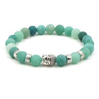 Gemstone Bracelets, with Zinc Alloy, silver color plated, fashion jewelry & Unisex, 8mm Approx 7.48 Inch 