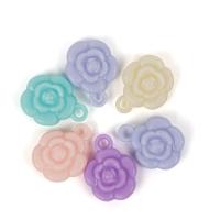 Solid Color Acrylic Pendants, Flower, injection moulding, cute & fashion jewelry & DIY, mixed colors, 17*22mm 