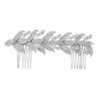 Zinc Alloy Decorative Hair Comb, silver color plated, fashion jewelry & for bridal & for woman & with rhinestone, 120*50mm 