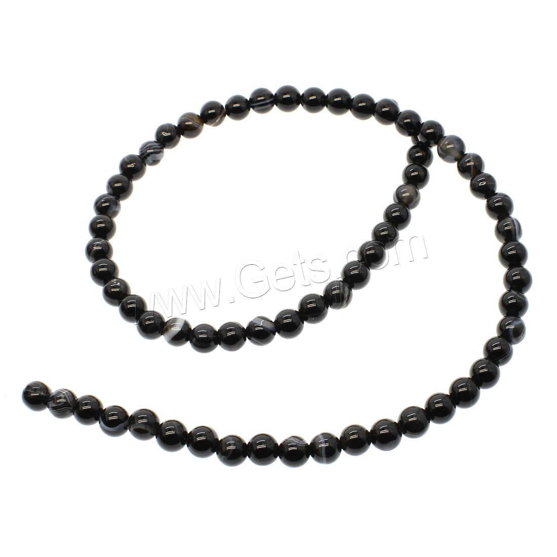 Natürliche Streifen Achat Perlen, rund, Modeschmuck & verschiedene Größen vorhanden, schwarz, Bohrung:ca. 1mm, Länge:ca. 14.9 ZollInch, verkauft von Strang