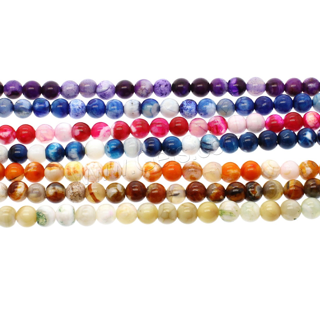 Fire Agate Beads, Round, fashion jewelry & different size for choice, more colors for choice, Hole:Approx 1mm, Length:Approx 14.9 Inch, Sold By Strand