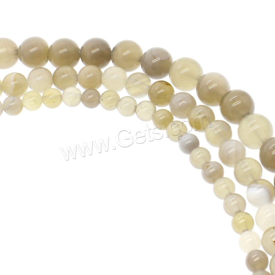 Natürliche Streifen Achat Perlen, rund, Modeschmuck & verschiedene Größen vorhanden, grau, Bohrung:ca. 1mm, Länge:ca. 14.9 ZollInch, verkauft von Strang