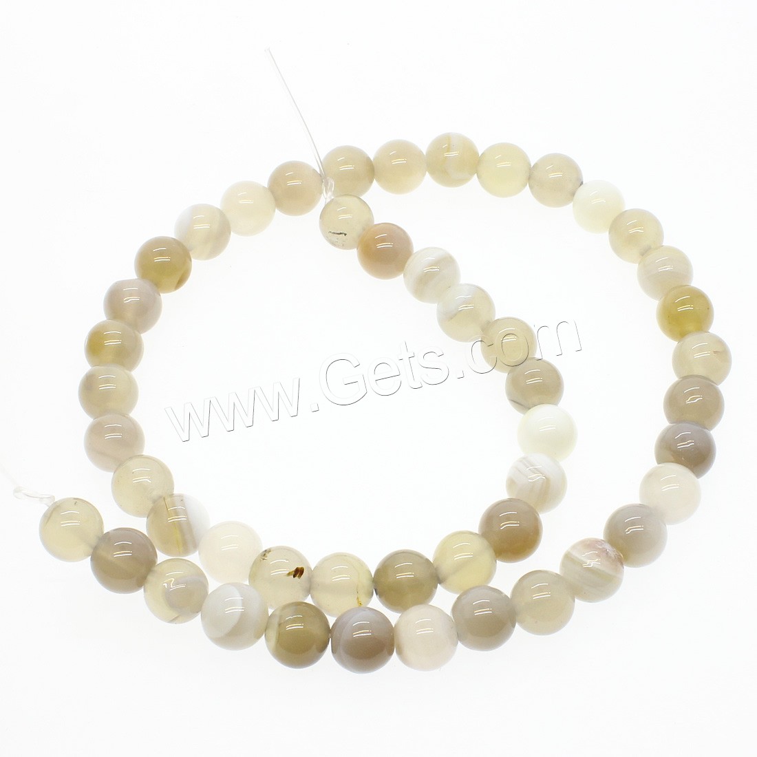 Natürliche Streifen Achat Perlen, rund, Modeschmuck & verschiedene Größen vorhanden, grau, Bohrung:ca. 1mm, Länge:ca. 14.9 ZollInch, verkauft von Strang