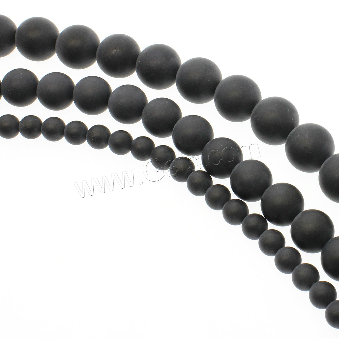 Черный камень, черный камень, Круглая, разный размер для выбора & глазированный, черный, отверстие:Приблизительно 1mm, длина:Приблизительно 14.9 дюймовый, продается Strand