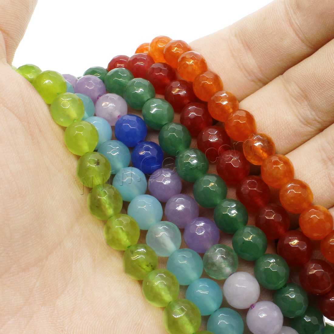 Dyed Marble Beads, Round, different size for choice & faceted, more colors for choice, Hole:Approx 1mm, Length:Approx 14.9 Inch, Sold By Strand