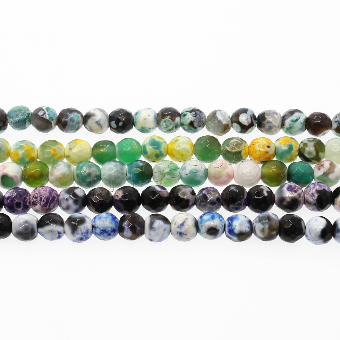 Feuerachat Perle, rund, verschiedene Größen vorhanden & facettierte, keine, Bohrung:ca. 1mm, Länge:ca. 14.9 ZollInch, verkauft von Strang