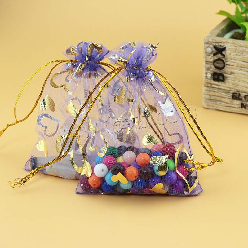 Organza Jewelry Pouches Bags, Rectangle, different size for choice, purple, Sold By PC