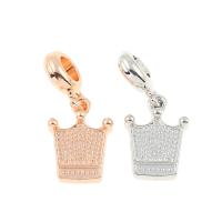 Zinc Alloy European Pendants, Crown, plated, with rhinestone Approx 4mm 