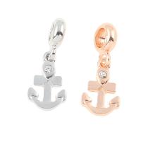 Zinc Alloy European Pendants, Anchor, plated, with rhinestone Approx 4mm 