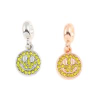 Zinc Alloy European Pendants, Smiling Face, plated, with rhinestone Approx 4mm 