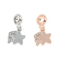 Zinc Alloy European Pendants, Star, plated, with rhinestone Approx 4mm 