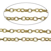 aluminio Cadena, chapado en color dorado, cadena de eslabones redondos, 10x7x1.35mm, 100m/Bolsa, Vendido por Bolsa