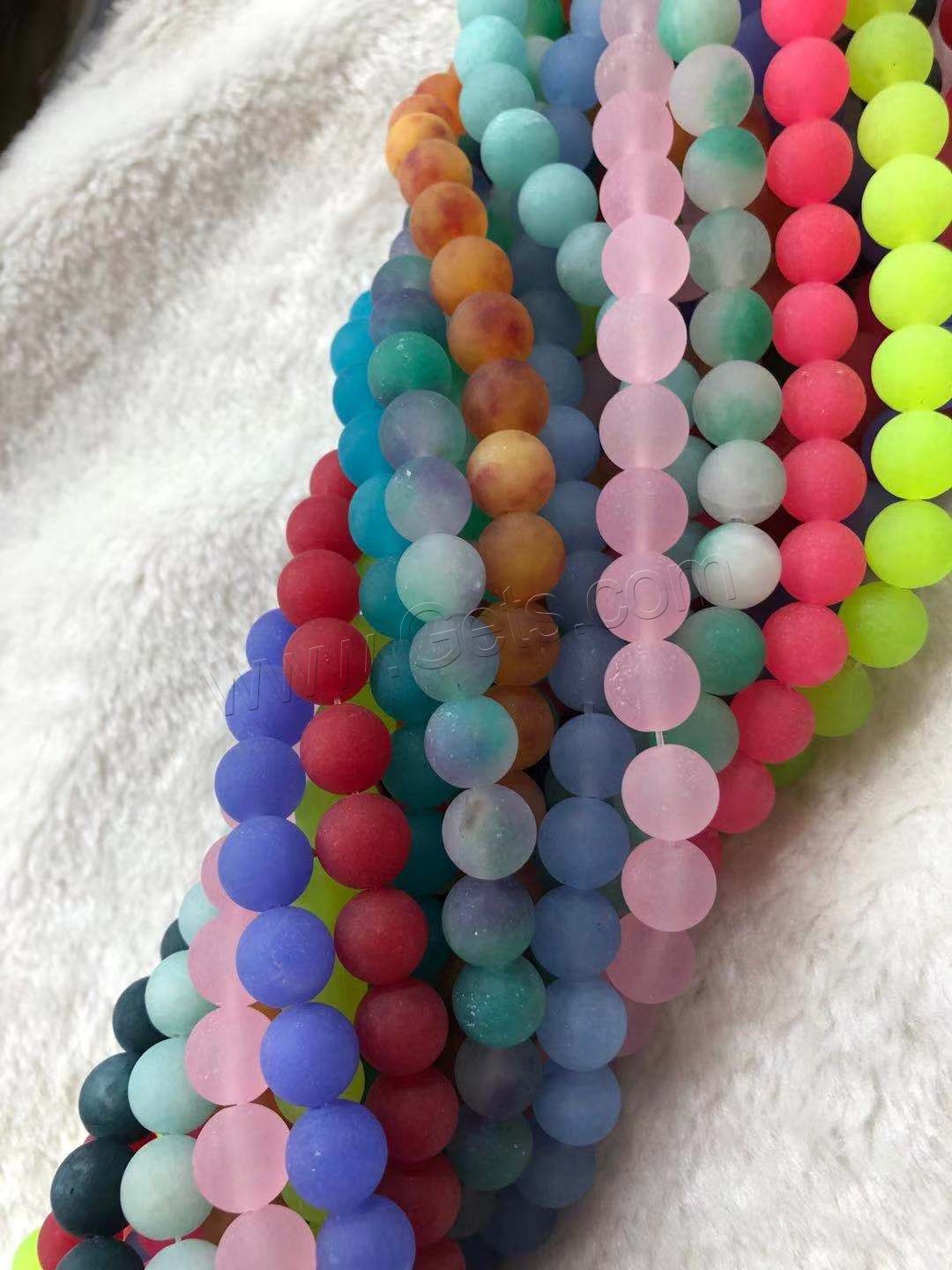 Dyed Jade Beads, Round, random style & DIY & different size for choice & frosted, mixed colors, Length:Approx 15 Inch, Sold By Strand