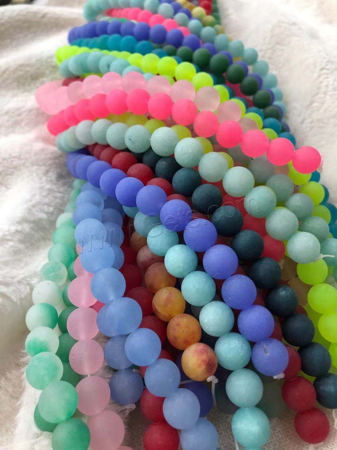 Dyed Jade Beads, Round, random style & DIY & different size for choice & frosted, mixed colors, Length:Approx 15 Inch, Sold By Strand