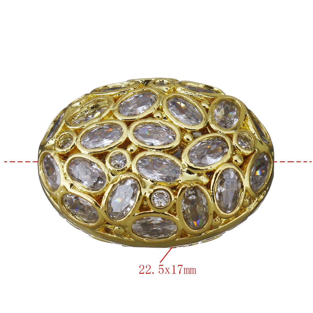 Kubischer Zirkonia Messing Perlen, plattiert, verschiedene Größen vorhanden & mit kubischem Zirkonia, keine, Bohrung:ca. 2mm, verkauft von PC