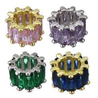 Perles grand trou en laiton, Placage, avec zircone cubique, plus de couleurs à choisir Environ 6mm, Vendu par PC