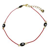 Stainless Steel Bracelet, with Nylon Cord, with 15Inch extender chain, gold color plated, fashion jewelry & evil eye pattern & for woman 1mm Approx 10 Inch 