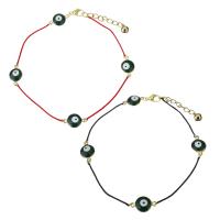 Stainless Steel Bracelet, with Nylon Cord, with 1.5Inch extender chain, gold color plated, fashion jewelry & evil eye pattern & for woman 1mm Approx 10 Inch 