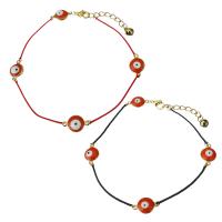 Stainless Steel Bracelet, with Nylon Cord, with 1.5Inch extender chain, gold color plated, evil eye pattern & for woman 1mm Approx 10 Inch 