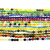 Mixed Agate Beads, Round & faceted, 6mm Approx 1mm Approx 14.9 Inch 