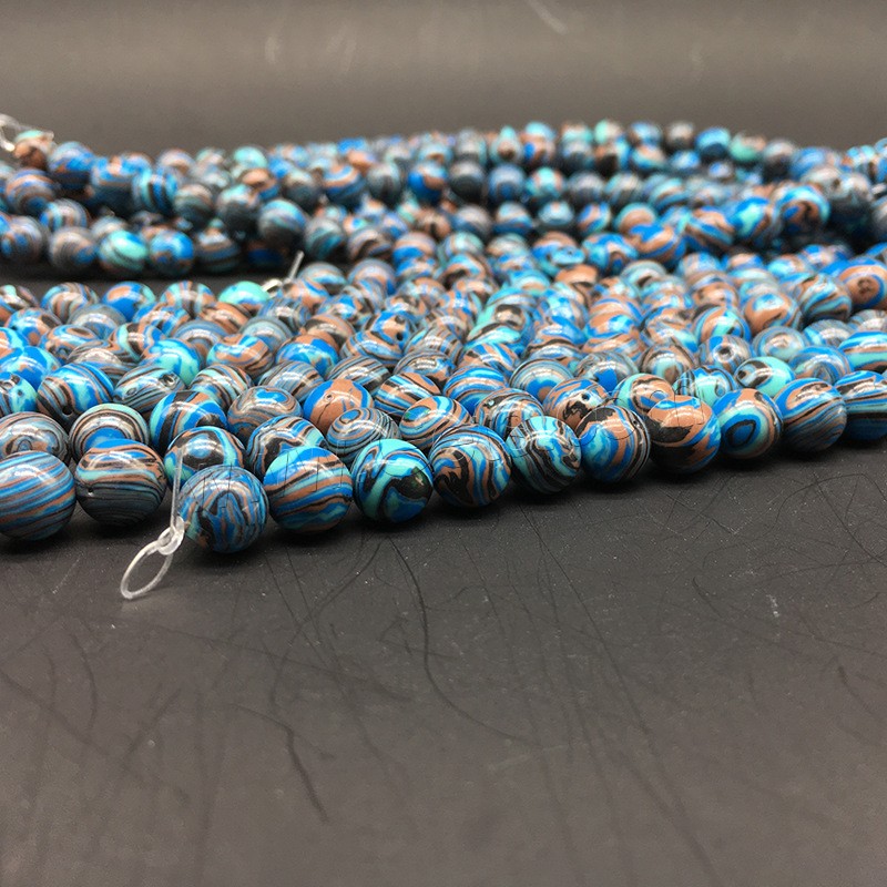 Synthetische Türkis Perlen, rund, Modeschmuck & verschiedene Größen vorhanden, Bohrung:ca. 1mm, Länge:ca. 14.9 ZollInch, verkauft von Strang