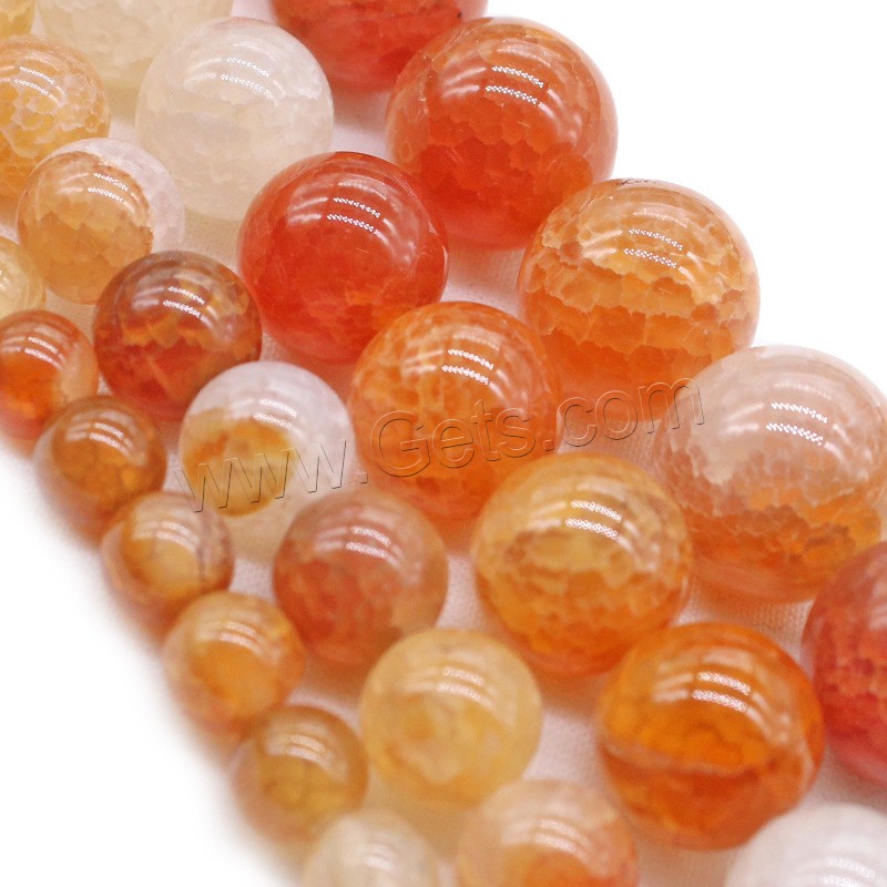Natürliche Crackle Achat Perlen, Geknister Achat, rund, verschiedene Größen vorhanden, rot, Bohrung:ca. 1mm, Länge:ca. 14.9 ZollInch, verkauft von Strang