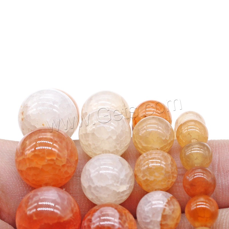 perle en agate de fissure naturelle , Agate fissure, Rond, normes différentes pour le choix, rouge, Trou:Environ 1mm, Longueur:Environ 14.9 pouce, Vendu par brin