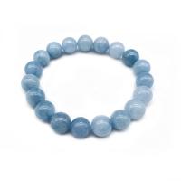 Blue Chalcedony Bracelet, Round, Unisex sea blue Approx 7.5 Inch 
