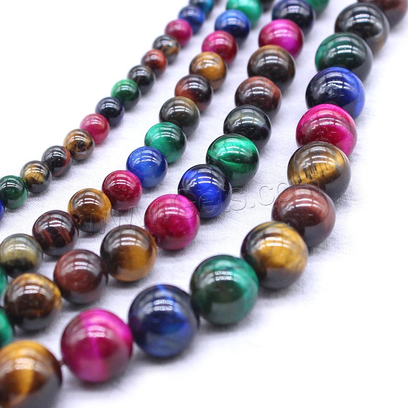 Tiger Eye Beads, Round, fashion jewelry & different size for choice, mixed colors, Hole:Approx 1mm, Length:Approx 14.9 Inch, Sold By Strand