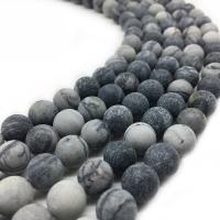 Network Stone Beads, Round & frosted, black Approx 1mm Approx 14.9 Inch 