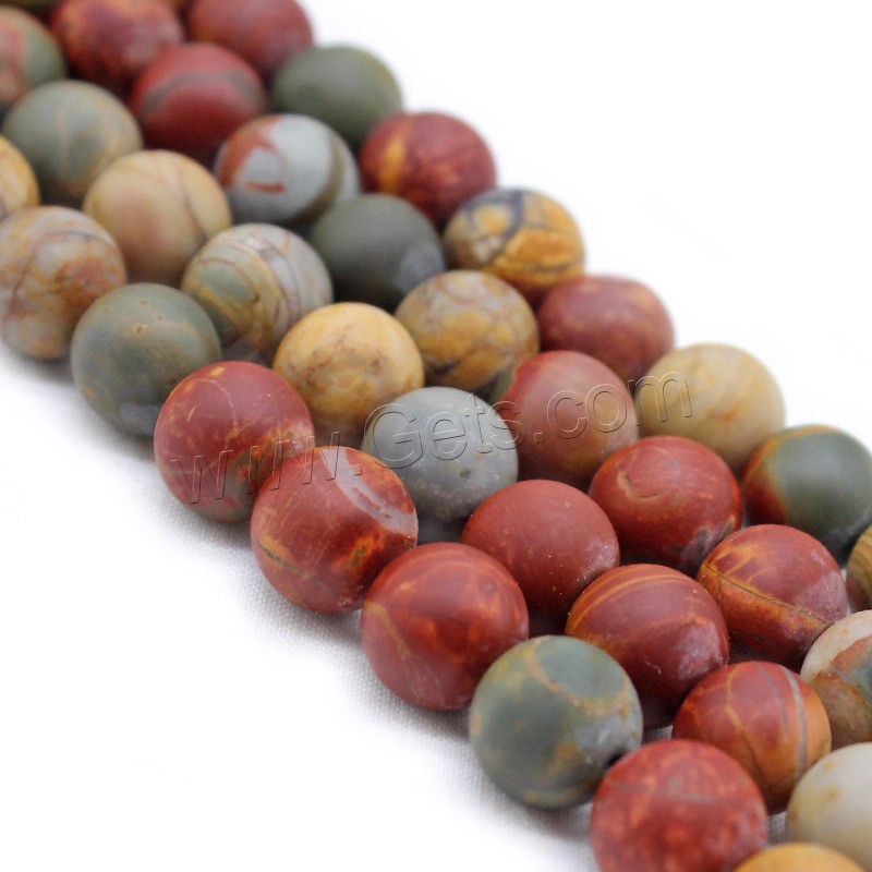 Picasso Jasper Beads, Round, different size for choice & frosted, Hole:Approx 1mm, Length:Approx 14.9 Inch, Sold By Strand