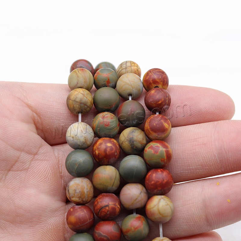Picasso Jasper Beads, Round, different size for choice & frosted, Hole:Approx 1mm, Length:Approx 14.9 Inch, Sold By Strand
