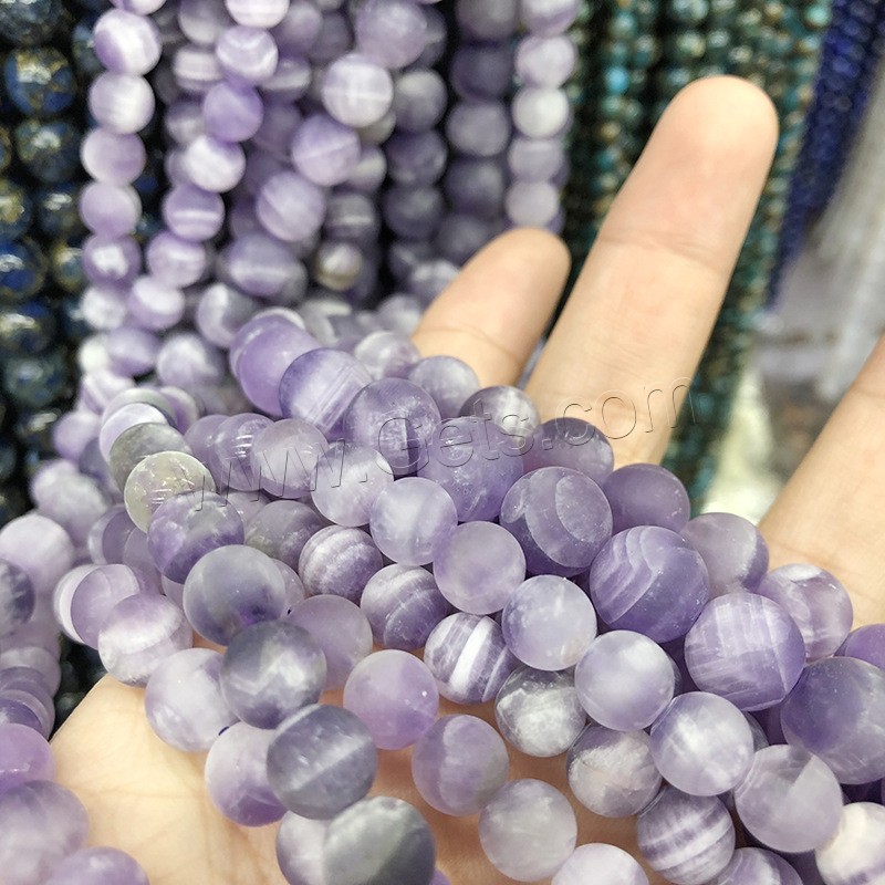 Natürliche Amethyst Perlen, rund, verschiedene Größen vorhanden & satiniert, violett, Bohrung:ca. 1mm, Länge:ca. 14.9 ZollInch, verkauft von Strang