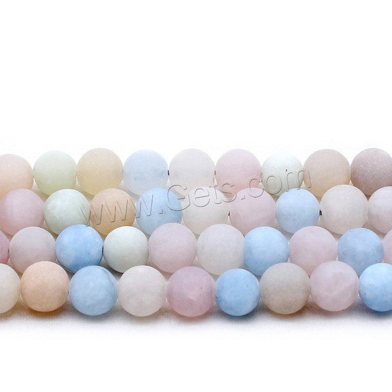 Morganit Perlen, rund, verschiedene Größen vorhanden & satiniert, Bohrung:ca. 1mm, Länge:ca. 14.9 ZollInch, verkauft von Strang