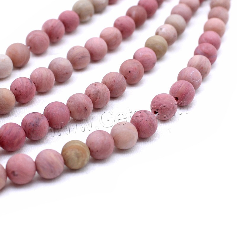 Rhodonite Beads, Rhodochrosite, Round, different size for choice & frosted, light red, Hole:Approx 1mm, Length:Approx 14.9 Inch, Sold By Strand