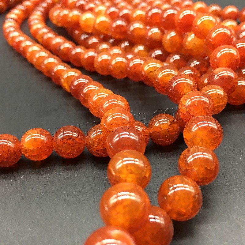 Natural Dragon Veins Agate Beads, Round, fashion jewelry & different size for choice, red, Hole:Approx 1mm, Length:Approx 14.9 Inch, Sold By Strand