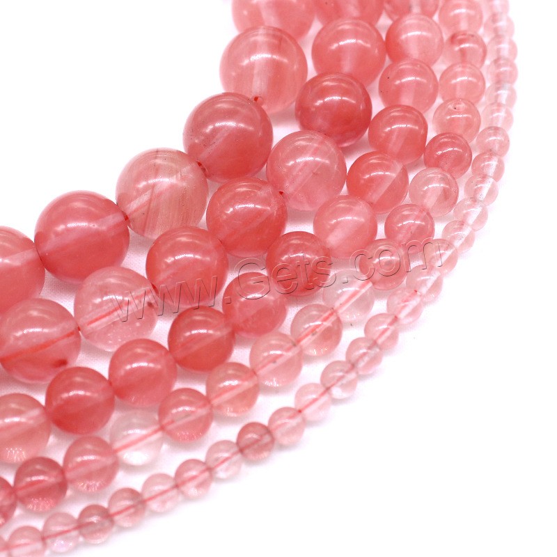 Cherry Quartz Beads, Round, fashion jewelry & different size for choice, red, Hole:Approx 1mm, Length:Approx 14.9 Inch, Sold By Strand