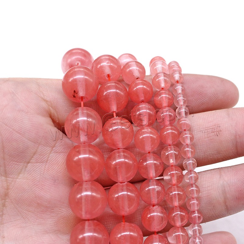 Cherry Quartz Beads, Round, fashion jewelry & different size for choice, red, Hole:Approx 1mm, Length:Approx 14.9 Inch, Sold By Strand