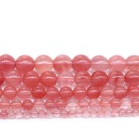 Kirsche Quarz Perle, rund, Modeschmuck & verschiedene Größen vorhanden, rot, Bohrung:ca. 1mm, Länge:ca. 14.9 ZollInch, verkauft von Strang