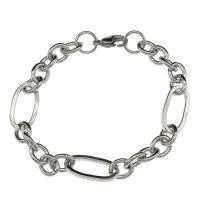 Stainless Steel Chain Bracelets, Unisex, original color Approx 8.27 Inch 