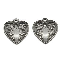 pendentifs de cœur en inox , acier inoxydable, coeur, couleur originale Environ 1.4mm Vendu par sac